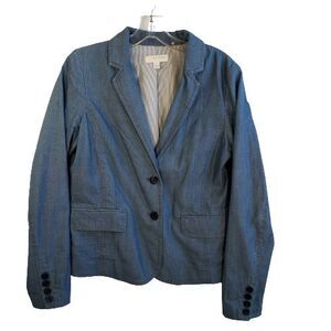 Kenar Blazer Womens Small Blue Pinstripe Lining  Buttons Pockets Back Slit